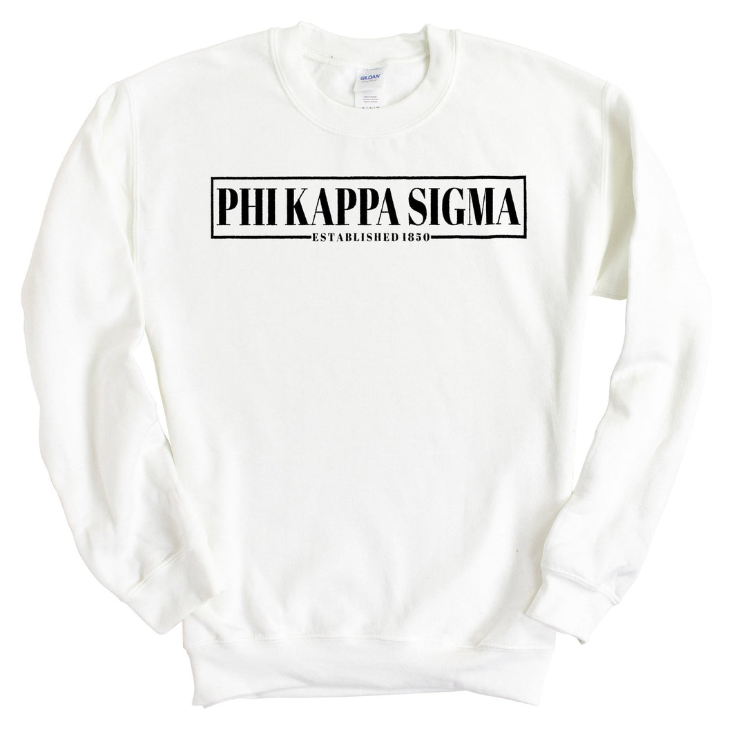 Phi Kappa Sigma Fraternal Block Sweatshirt - Fraternity Crewneck Sweatshirt - Kite and Crest