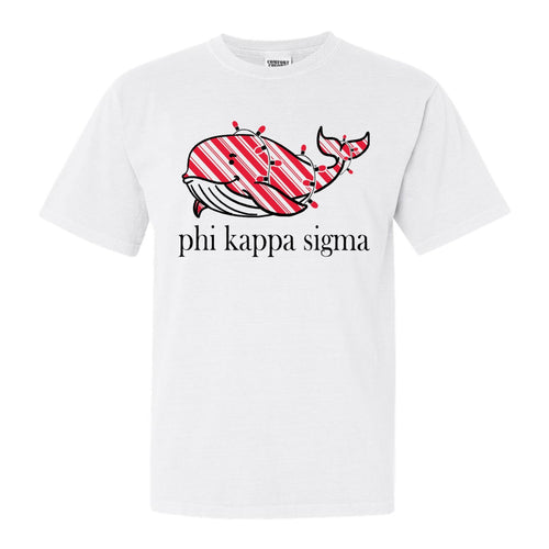 Phi Kappa Sigma Red Whale Comfort Colors T-Shirt - Fraternity Tee - Kite and Crest