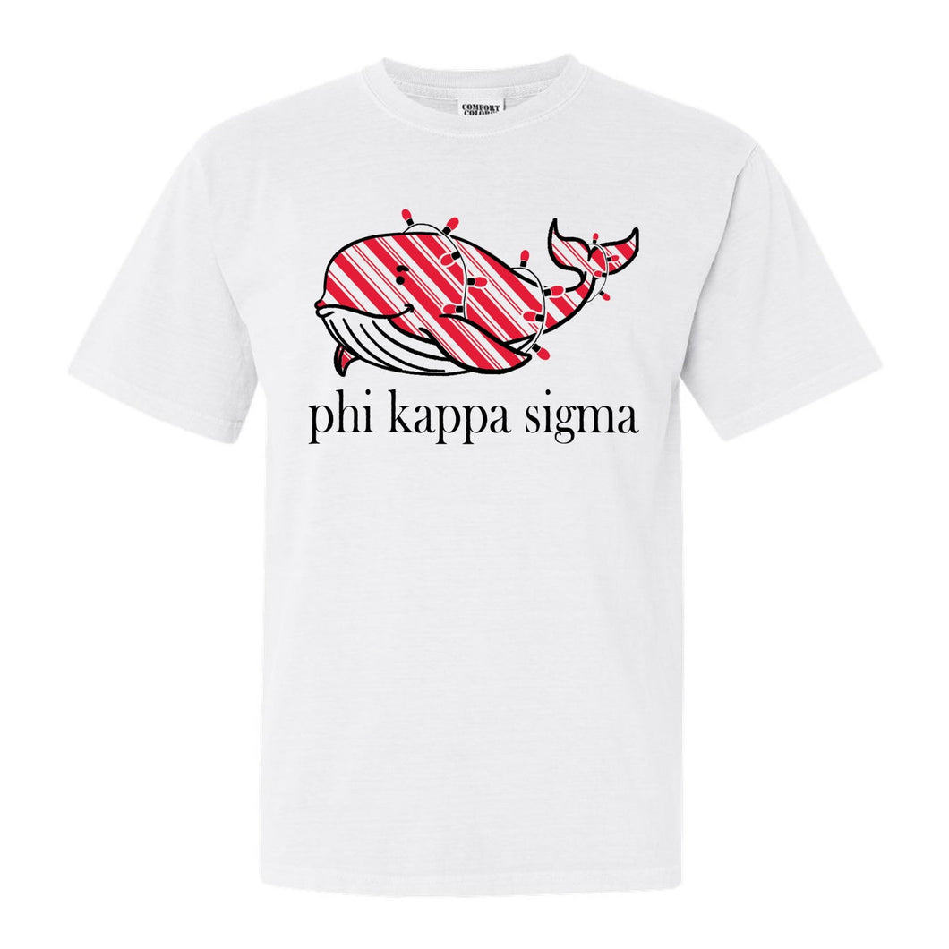 Phi Kappa Sigma Red Whale Comfort Colors T-Shirt - Fraternity Tee - Kite and Crest