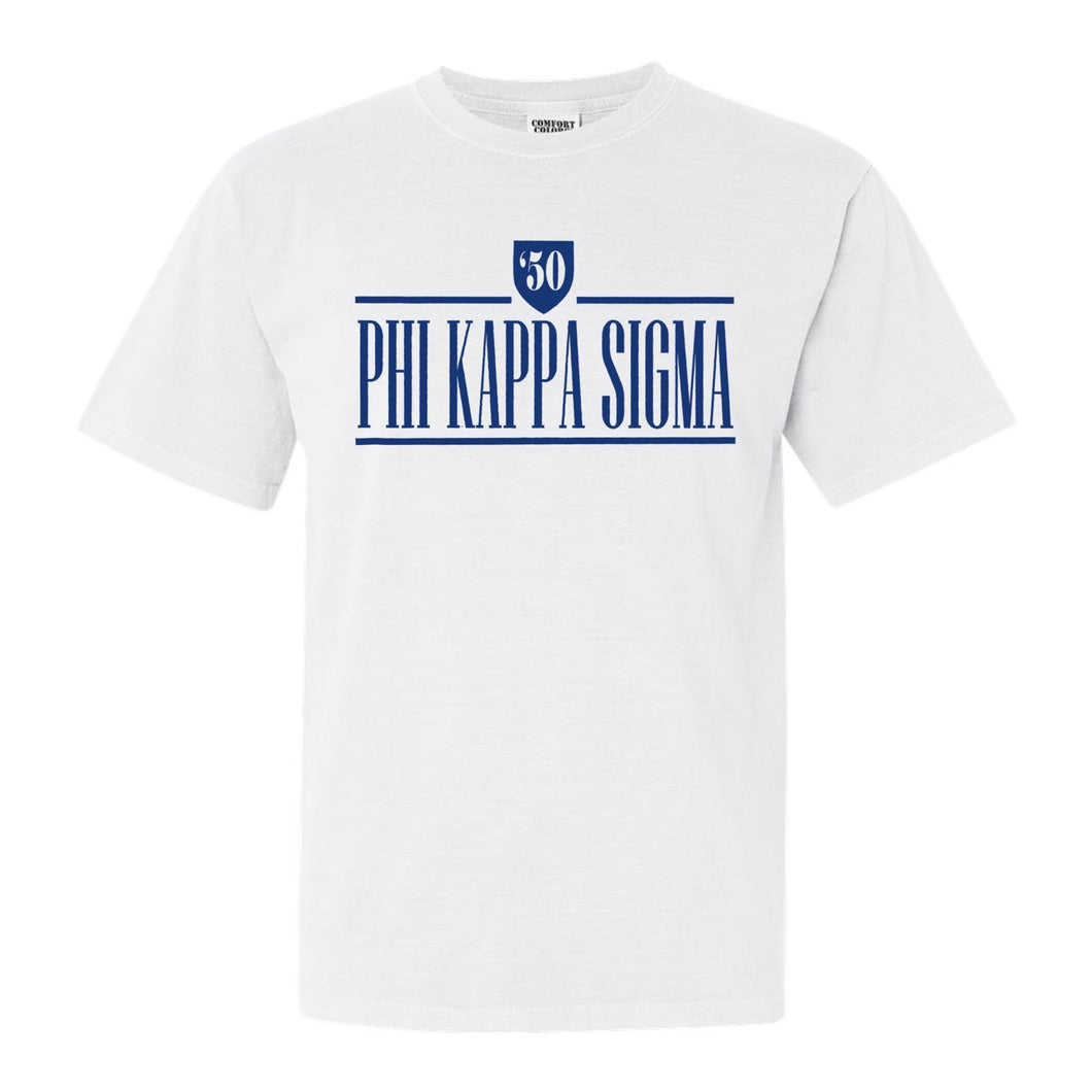 Phi Kappa Sigma Shield Comfort Colors T-Shirt - Fraternity Tee - Kite and Crest
