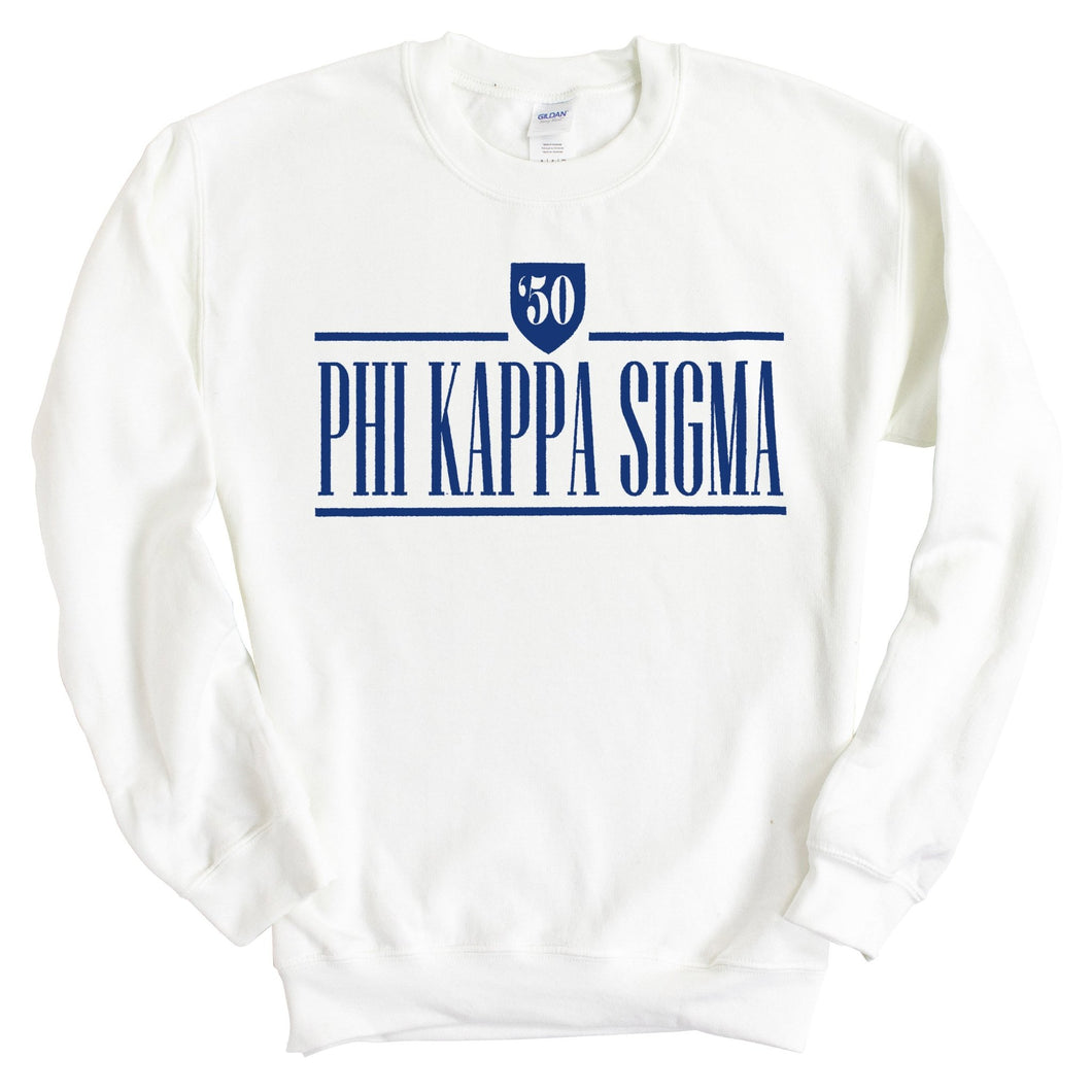 Phi Kappa Sigma Shield Sweatshirt - Fraternity Crewneck Sweatshirt - Kite and Crest