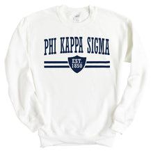 Load image into Gallery viewer, Phi Kappa Sigma Striped Shield Sweatshirt - Fraternity Crewneck Sweatshirt - Kite and Crest
