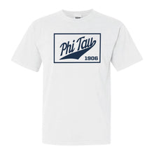 Load image into Gallery viewer, Phi Kappa Tau Comfort Colors T-Shirt - Phi Tau Baseball Boxed Shirt - Kite and Crest
