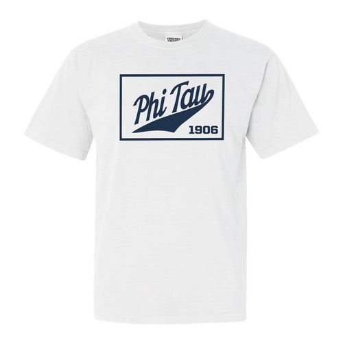 Phi Kappa Tau Comfort Colors T-Shirt - Phi Tau Baseball Boxed Shirt - Kite and Crest
