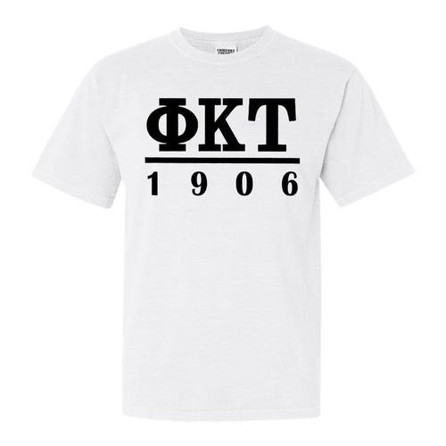 Phi Kappa Tau Comfort Colors T-Shirt - Phi Tau Black Letters Shirt - Kite and Crest