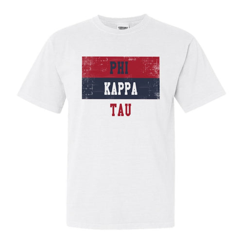 Phi Kappa Tau Comfort Colors T-Shirt - Phi Tau Colorful Stripe Shirt - Kite and Crest