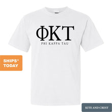 Load image into Gallery viewer, Phi Kappa Tau Comfort Colors T-Shirt - Phi Tau Fraternal Block Shirt - Kite and Crest

