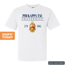 Load image into Gallery viewer, Phi Kappa Tau Comfort Colors T-Shirt - Phi Tau Large Crest Shirt - Kite and Crest
