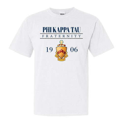 Phi Kappa Tau Comfort Colors T-Shirt - Phi Tau Large Crest Shirt - Kite and Crest