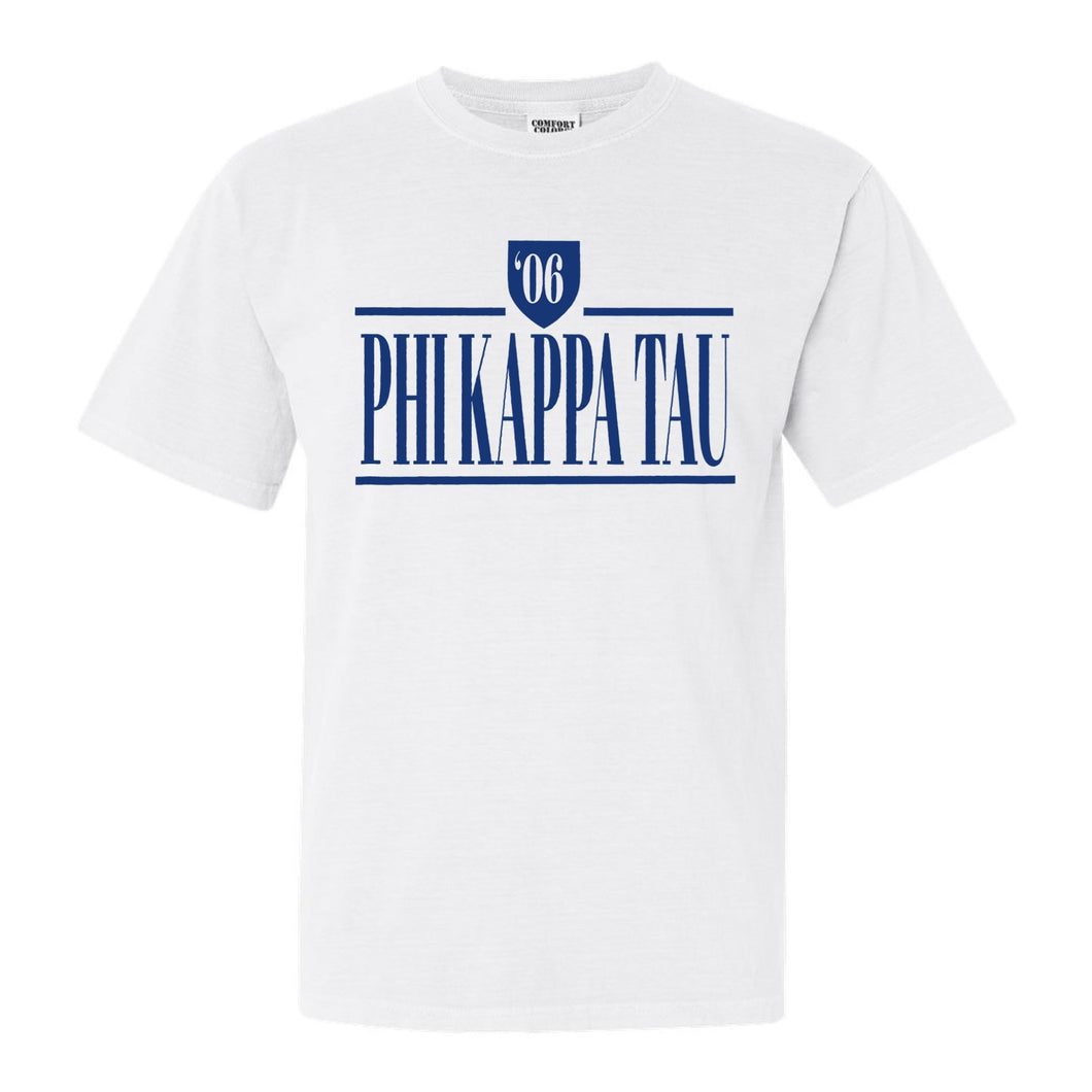 Phi Kappa Tau Comfort Colors T-Shirt - Phi Tau Shield Shirt - Kite and Crest
