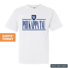 Load image into Gallery viewer, Phi Kappa Tau Comfort Colors T-Shirt - Phi Tau Shield Shirt - Kite and Crest
