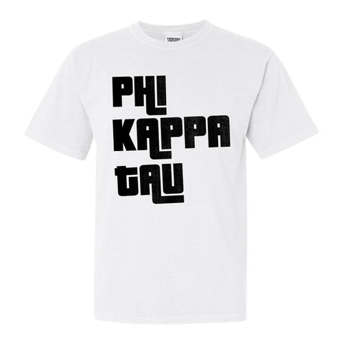 Phi Kappa Tau Comfort Colors T-Shirt - Phi Tau Stacked Letters Shirt - Kite and Crest