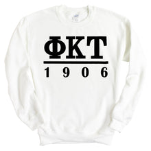 Load image into Gallery viewer, Phi Kappa Tau Sweatshirt - Phi Tau Black Letters Crewneck Sweatshirt - Kite and Crest
