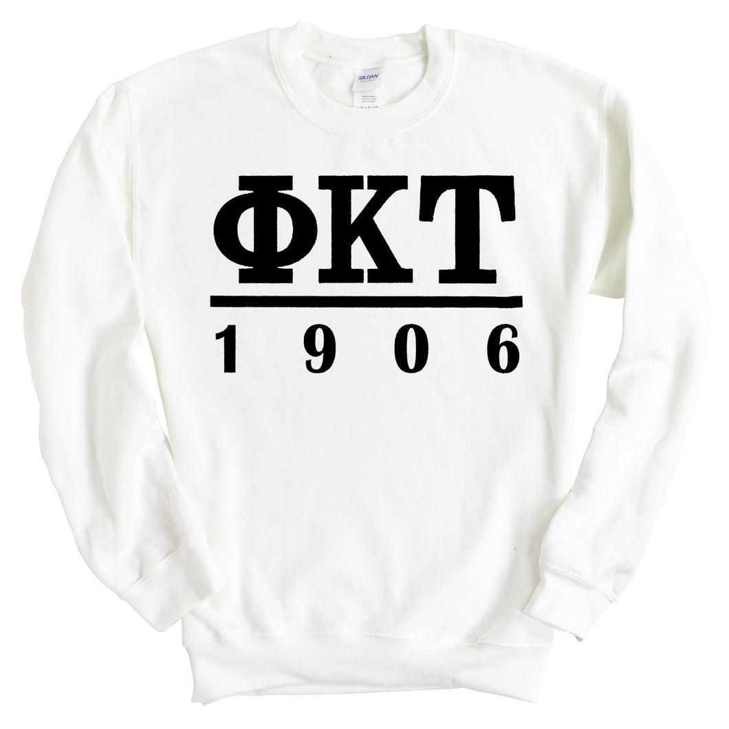 Phi Kappa Tau Sweatshirt - Phi Tau Black Letters Crewneck Sweatshirt - Kite and Crest