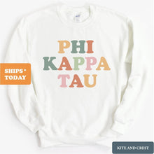 Load image into Gallery viewer, Phi Kappa Tau Sweatshirt - Phi Tau Bright and Colorful Crewneck Sweatshirt - Kite and Crest
