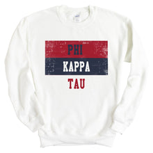 Load image into Gallery viewer, Phi Kappa Tau Sweatshirt - Phi Tau Colorful Stripe Crewneck Sweatshirt - Kite and Crest
