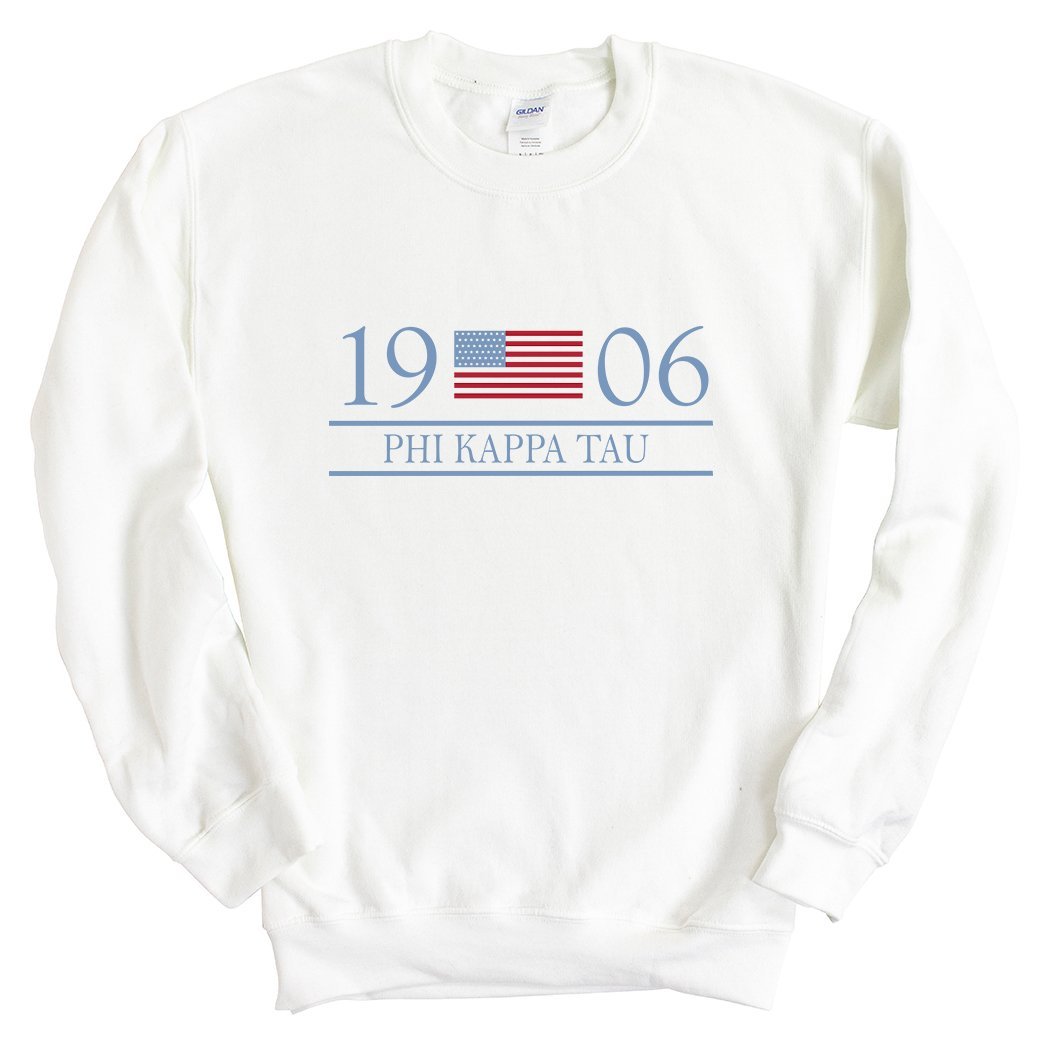 Phi Kappa Tau Sweatshirt - Phi Tau Flag Year Crewneck Sweatshirt - Kite and Crest