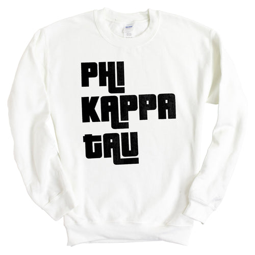 Phi Kappa Tau Sweatshirt - Phi Tau Stacked Letters Crewneck Sweatshirt - Kite and Crest