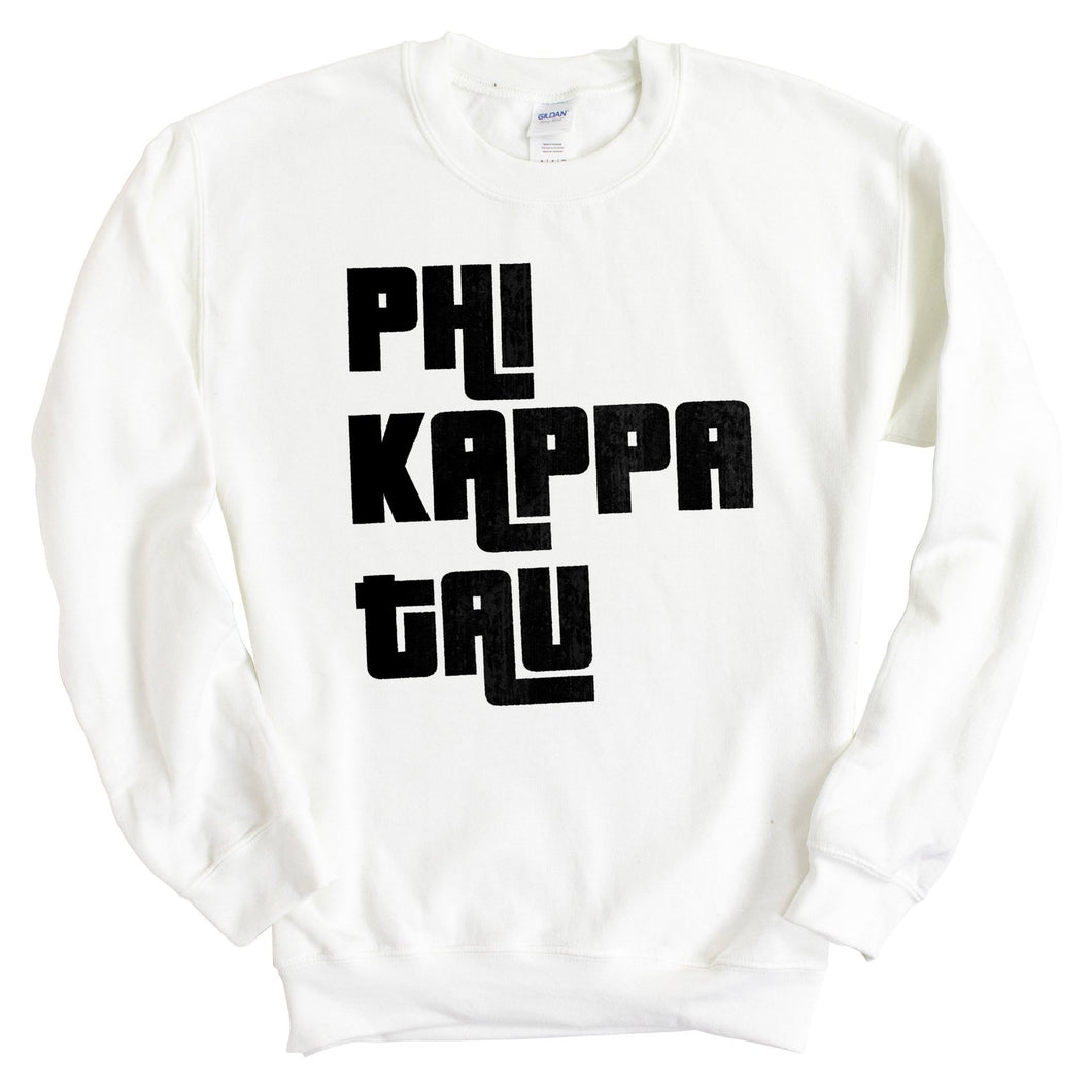 Phi Kappa Tau Sweatshirt - Phi Tau Stacked Letters Crewneck Sweatshirt - Kite and Crest