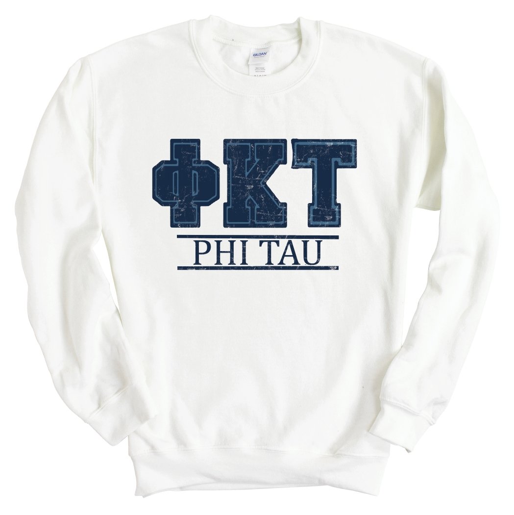 Phi Kappa Tau Sweatshirt - Phi Tau Washed Letters Crewneck Sweatshirt - Kite and Crest