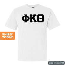 Load image into Gallery viewer, Phi Kappa Theta Basic Black Letters Comfort Colors T-Shirt - Fraternity Tee - Kite and Crest
