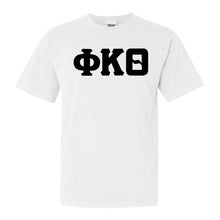 Load image into Gallery viewer, Phi Kappa Theta Basic Black Letters Comfort Colors T-Shirt - Fraternity Tee - Kite and Crest
