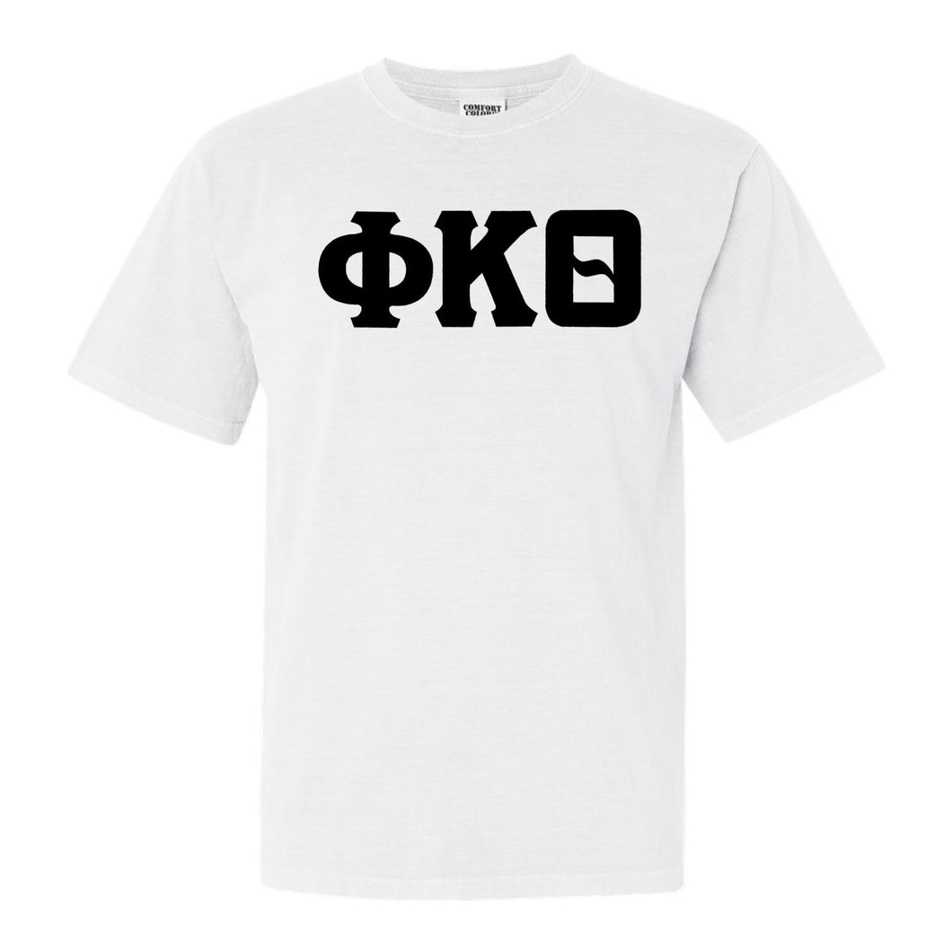 Phi Kappa Theta Basic Black Letters Comfort Colors T-Shirt - Fraternity Tee - Kite and Crest