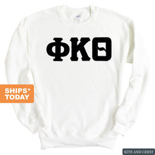 Load image into Gallery viewer, Phi Kappa Theta Basic Black Letters Sweatshirt - Fraternity Crewneck Sweatshirt - Kite and Crest
