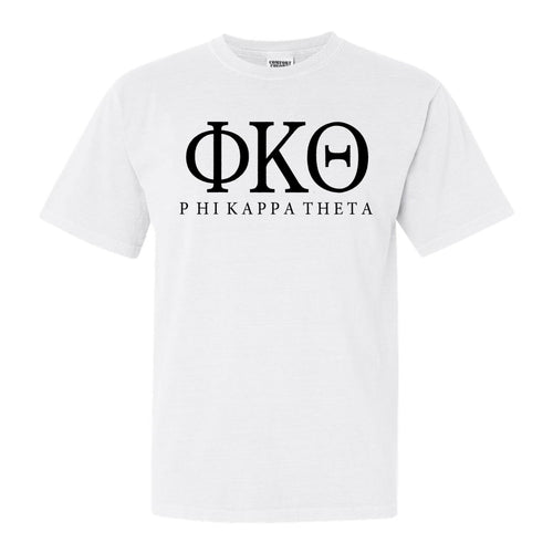 Phi Kappa Theta Block Letter Comfort Colors T-Shirt - Fraternity Tee - Kite and Crest