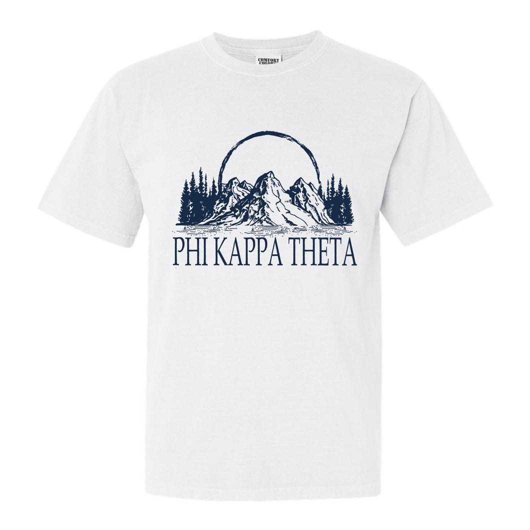 Phi Kappa Theta Epic Mountains Comfort Colors T-Shirt - Fraternity Tee - Kite and Crest