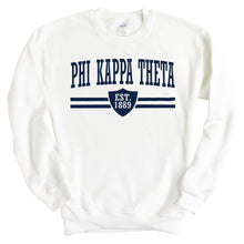 Load image into Gallery viewer, Phi Kappa Theta Striped Shield Sweatshirt - Fraternity Crewneck Sweatshirt - Kite and Crest
