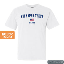 Load image into Gallery viewer, Phi Kappa Theta USA Flag Comfort Colors T-Shirt - Fraternity Tee - Kite and Crest
