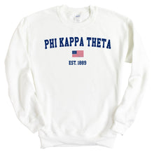 Load image into Gallery viewer, Phi Kappa Theta USA Flag Sweatshirt - Fraternity Crewneck Sweatshirt - Kite and Crest
