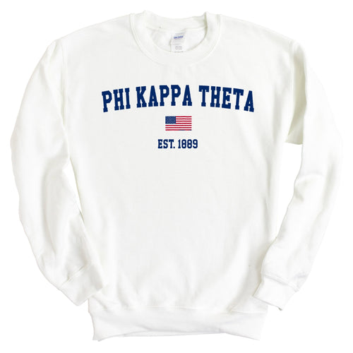 Phi Kappa Theta USA Flag Sweatshirt - Fraternity Crewneck Sweatshirt - Kite and Crest