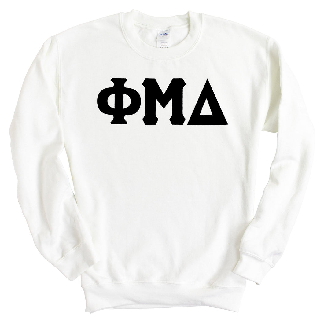 Phi Mu Delta Basic Black Letters Sweatshirt - Fraternity Crewneck Sweatshirt - Kite and Crest