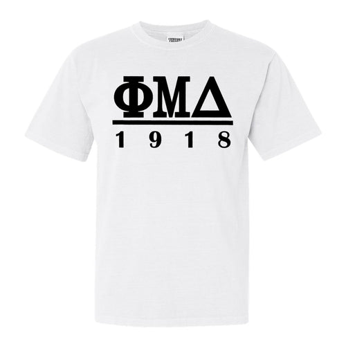 Phi Mu Delta Black Letter Comfort Colors T-Shirt - Fraternity Tee - Kite and Crest