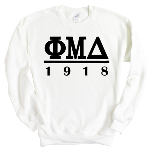 Phi Mu Delta Black Letter Sweatshirt - Fraternity Crewneck Sweatshirt - Kite and Crest