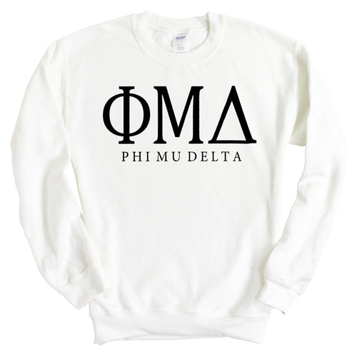 Phi Mu Delta Block Letter Sweatshirt - Fraternity Crewneck Sweatshirt - Kite and Crest