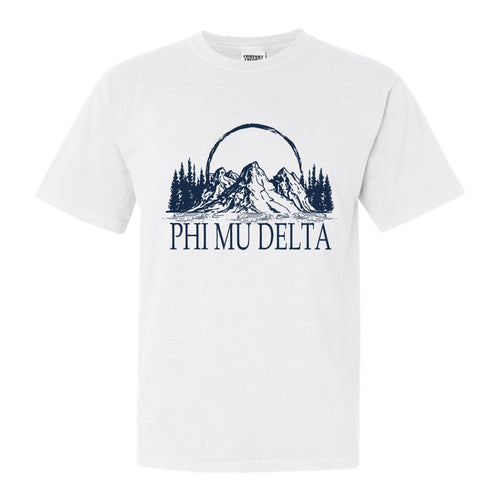 Phi Mu Delta Epic Mountains Comfort Colors T-Shirt - Fraternity Tee - Kite and Crest