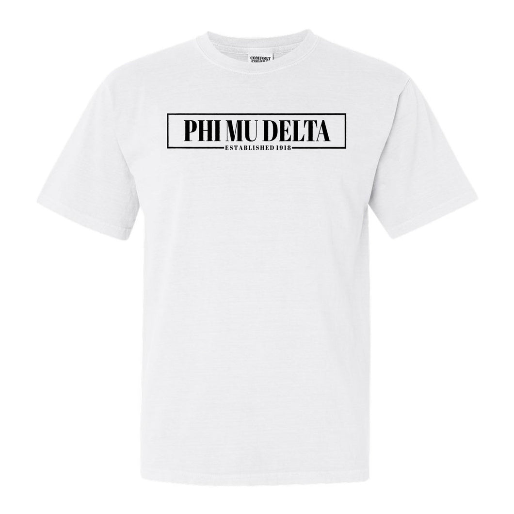 Phi Mu Delta Fraternal Block Comfort Colors T-Shirt - Fraternity Tee - Kite and Crest