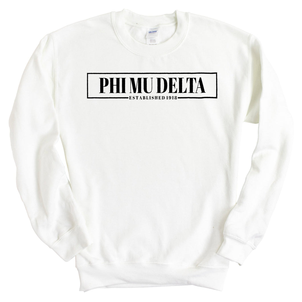 Phi Mu Delta Fraternal Block Sweatshirt - Fraternity Crewneck Sweatshirt - Kite and Crest