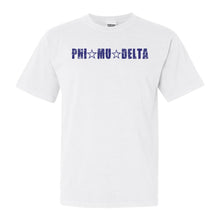 Load image into Gallery viewer, Phi Mu Delta Fraternal Star Comfort Colors T-Shirt - Fraternity Tee - Kite and Crest

