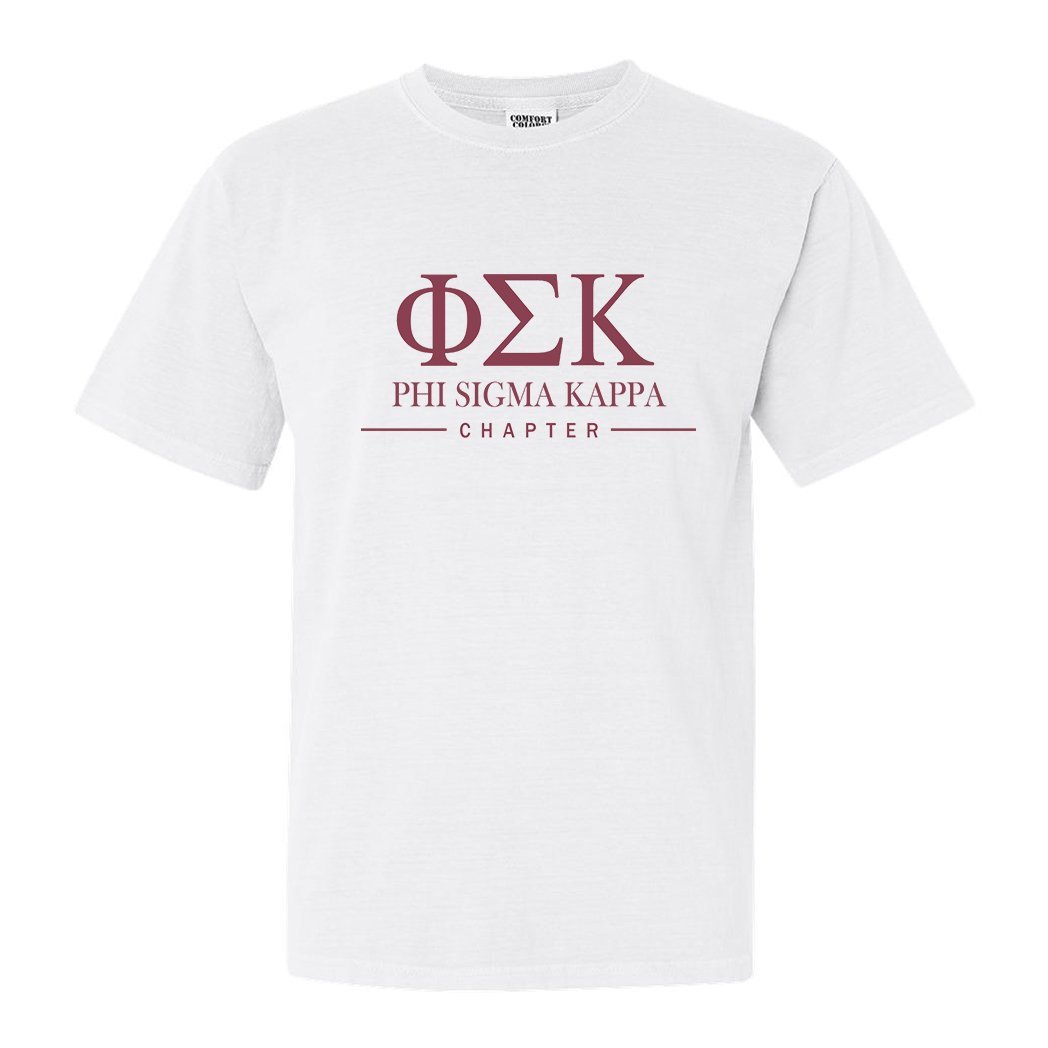 Phi Sigma Kappa Comfort Colors T-Shirt - Phi Sig Basic Lined Shirt - Kite and Crest