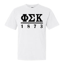 Load image into Gallery viewer, Phi Sigma Kappa Comfort Colors T-Shirt - Phi Sig Black Letters Shirt - Kite and Crest
