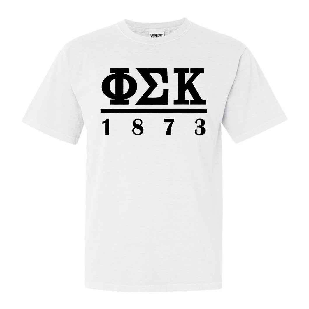 Phi Sigma Kappa Comfort Colors T-Shirt - Phi Sig Black Letters Shirt - Kite and Crest