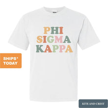 Load image into Gallery viewer, Phi Sigma Kappa Comfort Colors T-Shirt - Phi Sig Bright and Colorful Shirt - Kite and Crest
