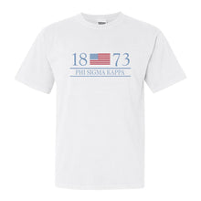 Load image into Gallery viewer, Phi Sigma Kappa Comfort Colors T-Shirt - Phi Sig Flag Year Shirt - Kite and Crest
