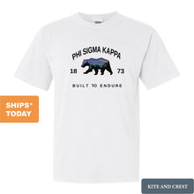Load image into Gallery viewer, Phi Sigma Kappa Comfort Colors T-Shirt - Phi Sig Fraternal Bear Shirt - Kite and Crest
