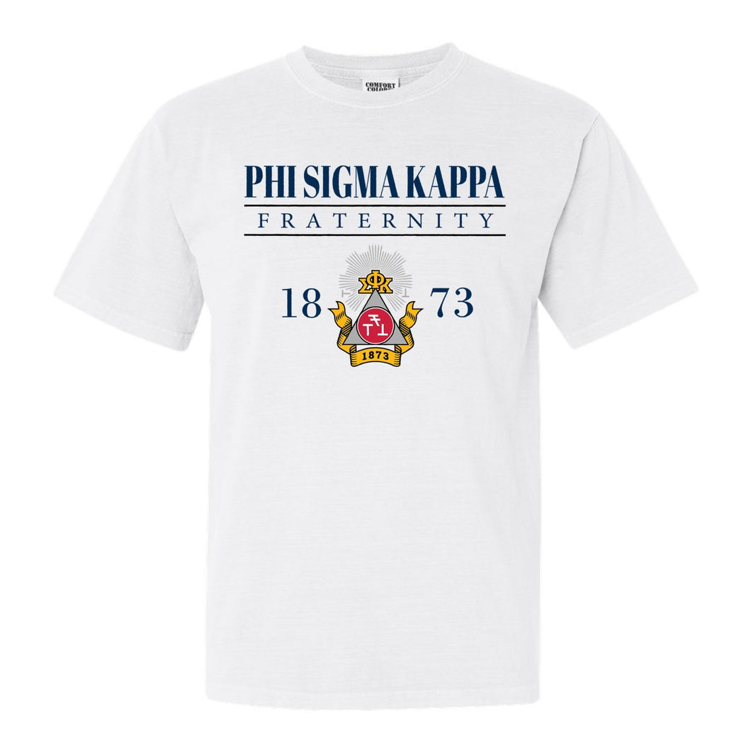 Phi Sigma Kappa Comfort Colors T-Shirt - Phi Sig Large Crest Shirt - Kite and Crest
