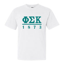 Load image into Gallery viewer, Phi Sigma Kappa Comfort Colors T-Shirt - Phi Sig Lettered Basic Shirt - Kite and Crest
